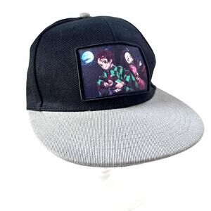 Demon Slayer Tanjiro and Nezuko Snapback Cap Hat Black Gray Adjustable One Size
